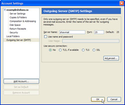 Editing outgoing mail server settings