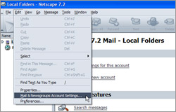 Selecting Mail & Newsgroups Account Settings from the Edit menu