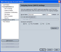 Editing outgoing mail server settings